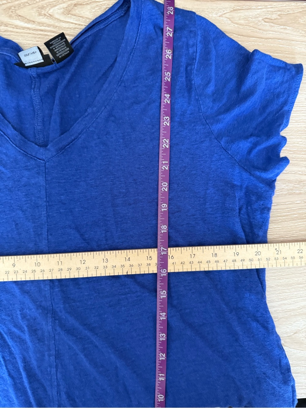 Tahari 1X Royal Blue Short Sleeve V Neck Tee Resort Linen Vacation Relaxed - Picture 5 of 5